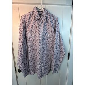 George Strait‎ Men's XL Red White Blue Paisley Western Shirt Pearl Snaps